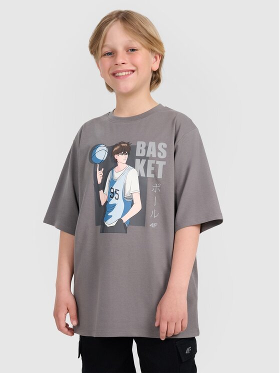 4F 4F T-Shirt 4FJRAW25TTSHM3062-24S Szary Oversize