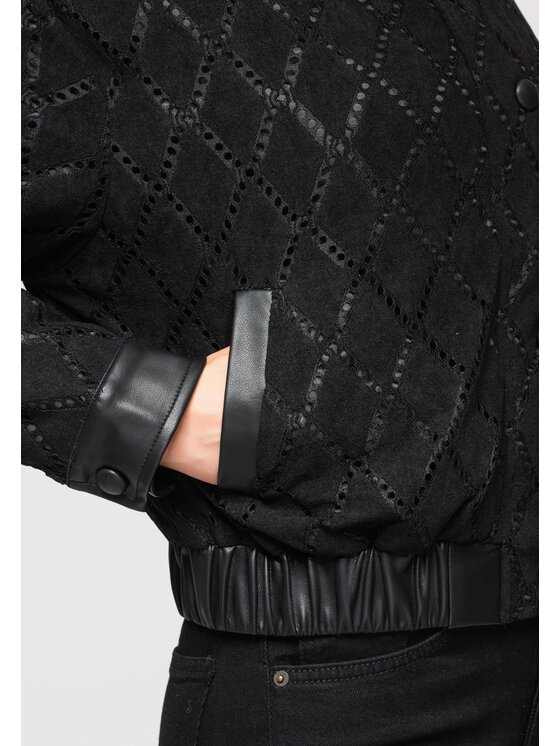 Ombre Ombre Kurtka bomber OW-JANP-0105 Czarny Regular Fit