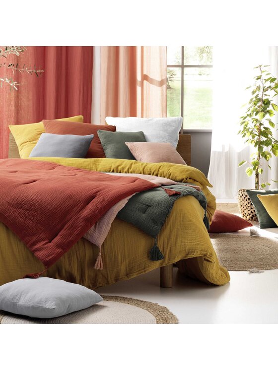 MIAhome MIAhome Komplet pościeli muślinowej MUSSOLA 240x220 cm żółty Żółty