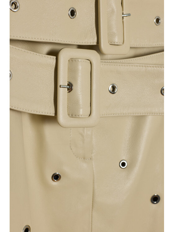 Epuzer Epuzer Spódnica skórzana Embroidered leather Kremowy Standard Fit
