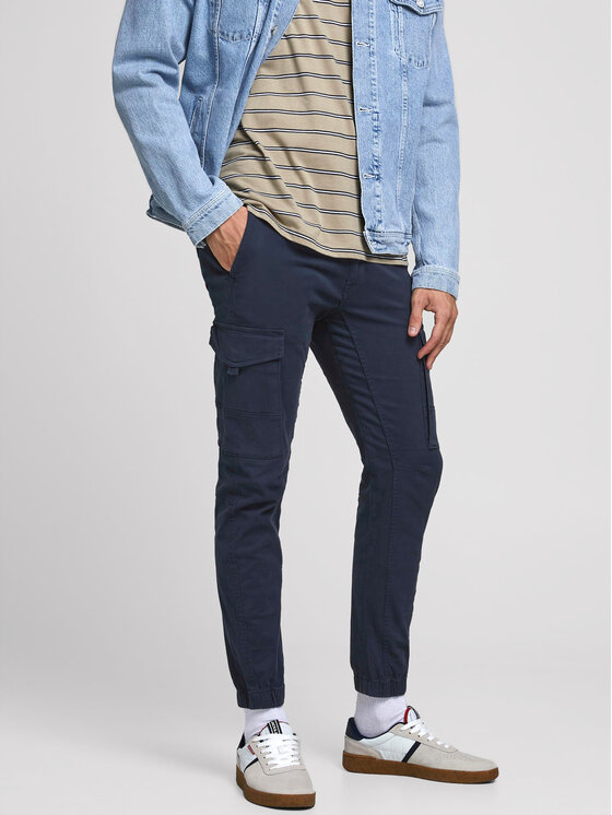 Jack & Jones Jack & Jones Pantaloni di tessuto Paul 12169582 Blu scuro Tapered Fit
