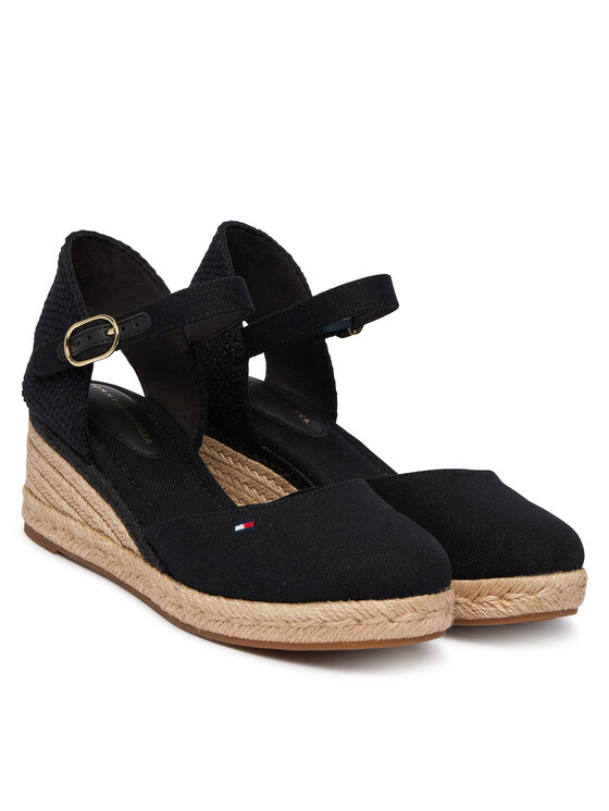 Tommy Hilfiger Tommy Hilfiger Espadrilky Mid Wedge Espad Closed Toe FW0FW09233 Černá