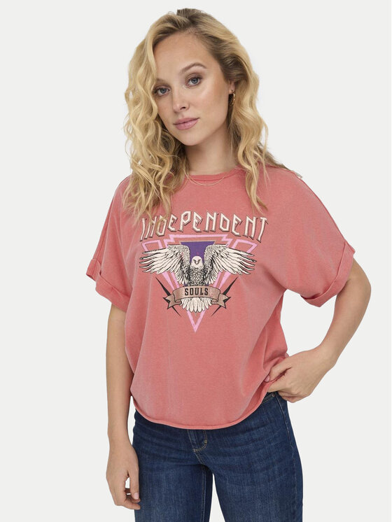 ONLY ONLY Тишърт Lucy 15316637 Розов Regular Fit