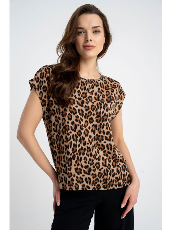 CLICK CLICK Μπλουζάκι 10-6760 Καφέ Loose Fit