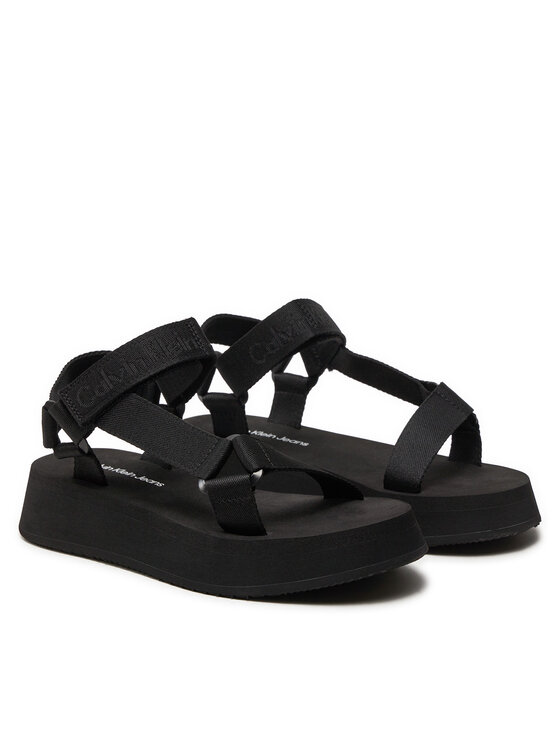 Calvin Klein Jeans Calvin Klein Jeans Sandały Sandal Velcro Webbing In Mtl YW0YW01480 Czarny