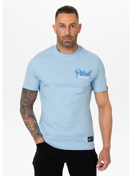 PITBULL PITBULL T-Shirt Koszulka męska SAN DIEGO BORN XXL Błękitny Regular Fit
