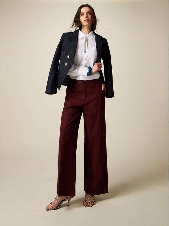 Oltre Oltre Pantaloni di tessuto P742R008876N0F2 Marrone Baggy Fit