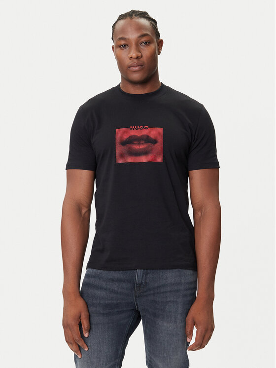 HUGO HUGO T-Shirt Deterni 50544496 Czarny Regular Fit