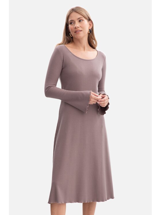 BeWear BeWear Sukienka dzianinowa b308 Brązowy Baggy Fit