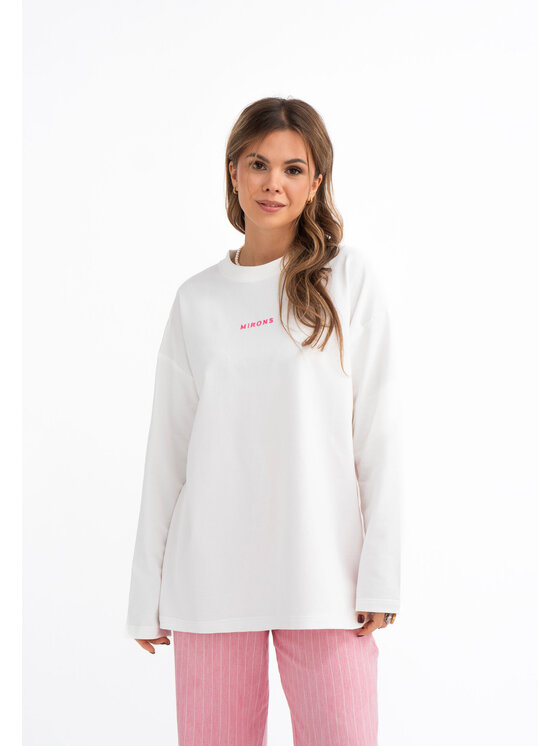 Mirons Mirons Longsleeve Print Biały Oversize