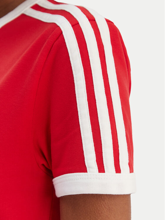 adidas adidas Marškinėliai 3-Stripes KD3676 Raudona Slim Fit