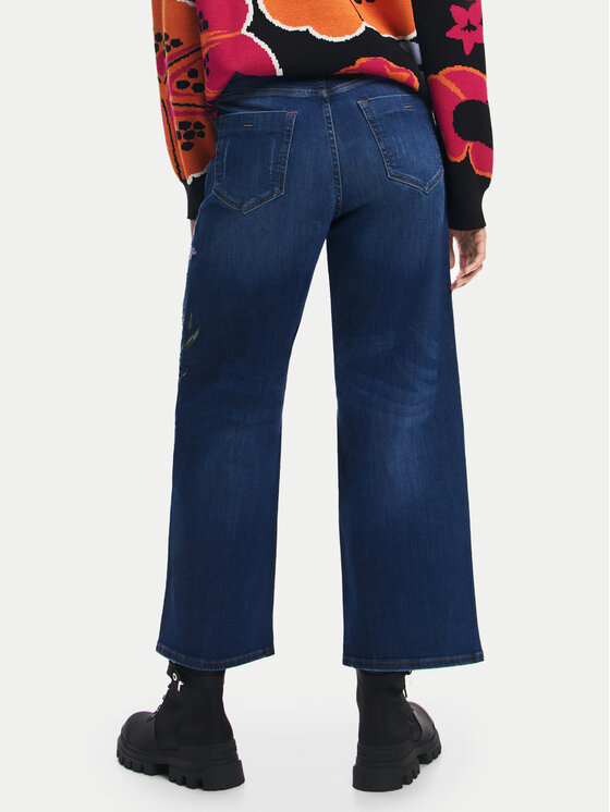 Desigual Desigual Jeans hlače Aimar 24WWDD18 Mornarsko modra Wide Leg
