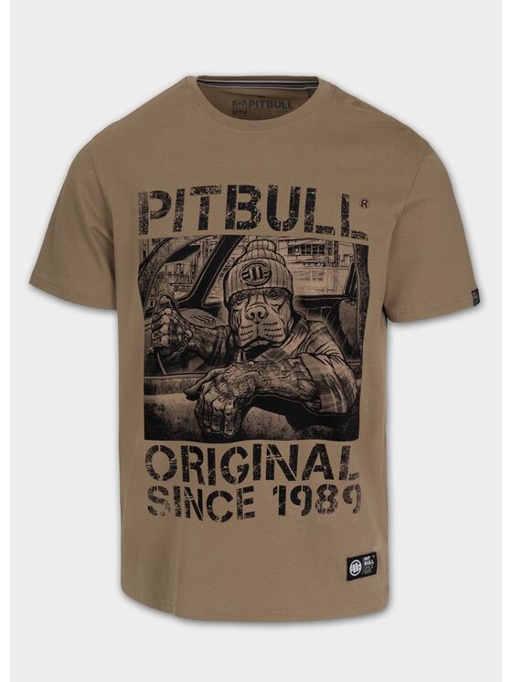 PITBULL PITBULL T-Shirt Koszulka męska DRIVE XXL Beżowy Regular Fit