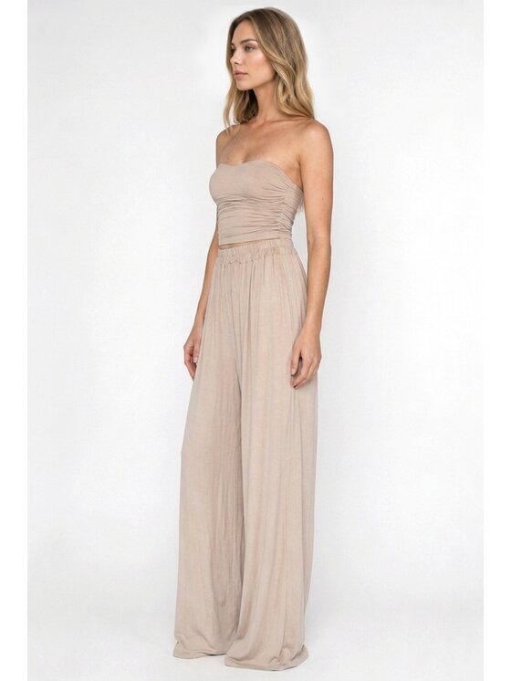 MissDenim MissDenim Top bez ramiączek Groset Beżowy Regular Fit