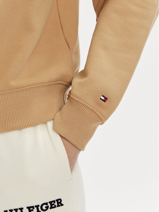 Tommy Hilfiger Tommy Hilfiger Felpa Monotype Flock WW0WW41236 Beige Relaxed Fit