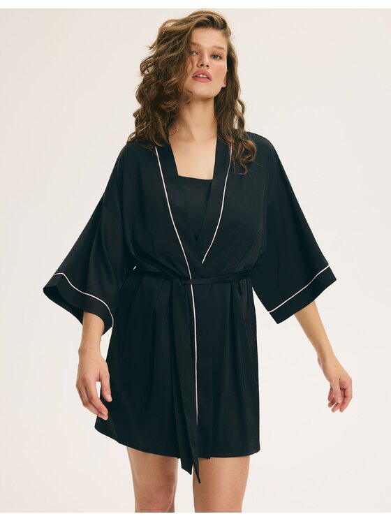 Esotiq Esotiq Szlafrok 45765 Czarny Regular Fit