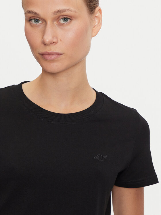 4F 4F T-Shirt 4FWAW24TTSHF1650 Czarny Regular Fit