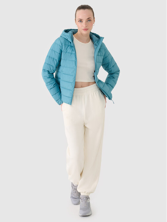 4F 4F Kurtka puchowa BASIC+ Turkusowy Slim Fit