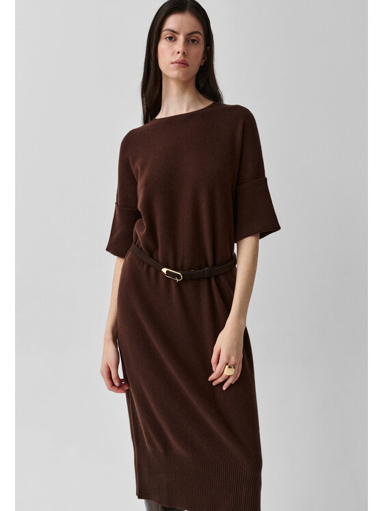 TATUUM TATUUM Sukienka dzianinowa OLIMI Brązowy Loose Fit