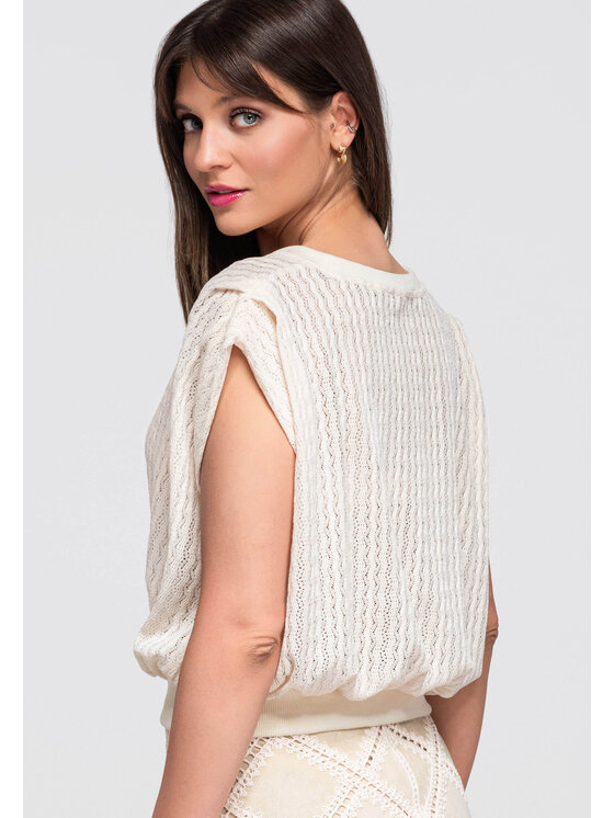Ombre Ombre Bluzka OW-TS-E0045 Beżowy Loose Fit