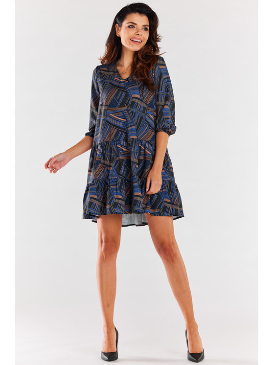 Awama Awama Sukienka codzienna A469 Granatowy Basic Fit