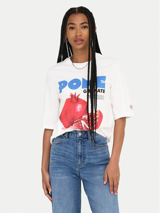 ONLY Damski T-Shirt, rozmiar L, Biały, Phoebe 15351369