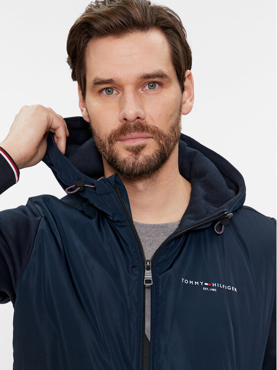 Tommy Hilfiger Tommy Hilfiger Pulóver Mix Media MW0MW34253 Sötétkék Regular Fit