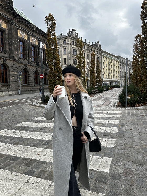 Because-M Because-M Płaszcz wełniany płaszcz wełniany gray Szary Oversize