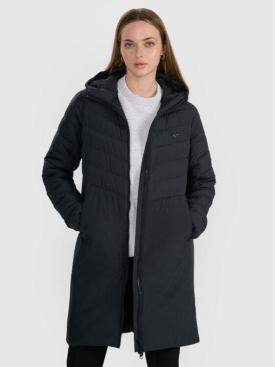 4F 4F Płaszcz zimowy MIDSHOP TEXTILE Czarny Regular Fit