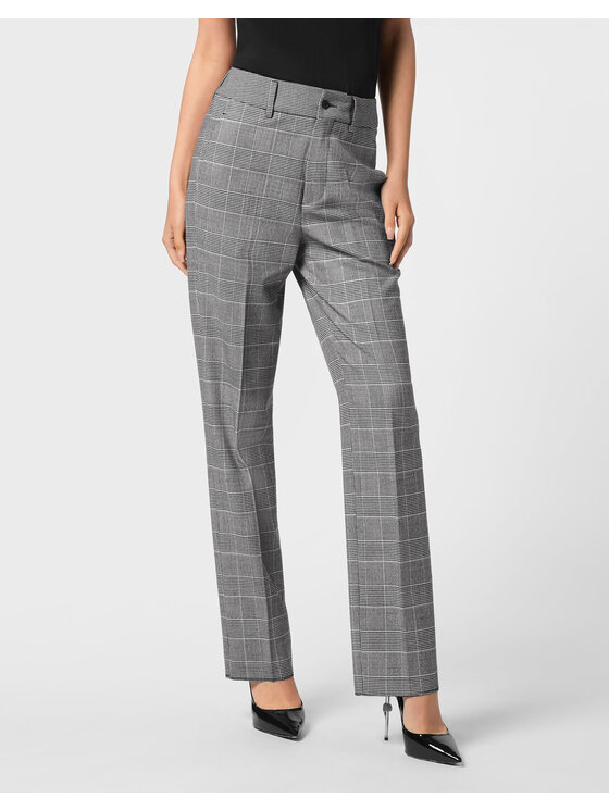 PHILIPP PLEIN PHILIPP PLEIN Spodnie materiałowe 26477 Biały Flare Fit