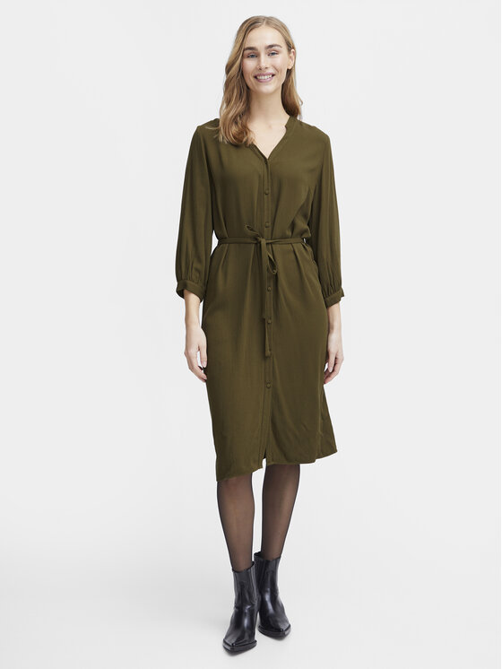 Fransa Fransa Krekla kleita 20613327 Zaļš Regular Fit