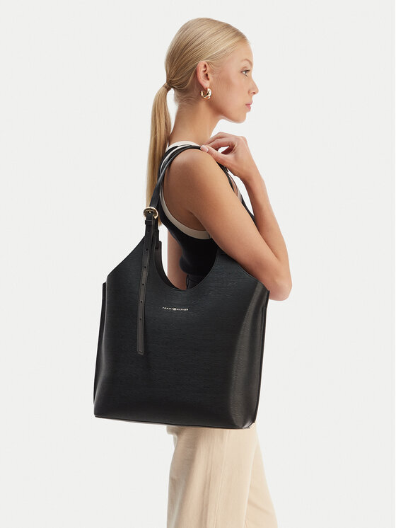 Tommy Hilfiger Geantă Th Modern Tote AW0AW18618 Negru