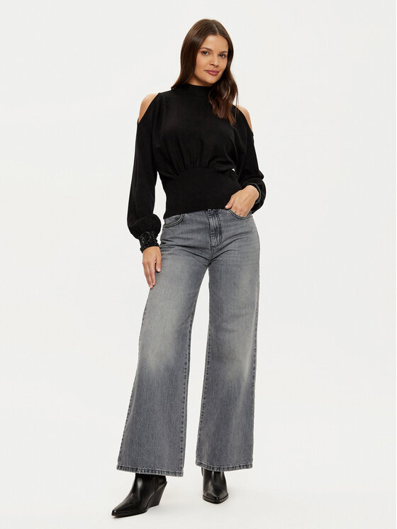 Guess Guess Džemper W5RR02 Z2ZK2 Crna Regular Fit