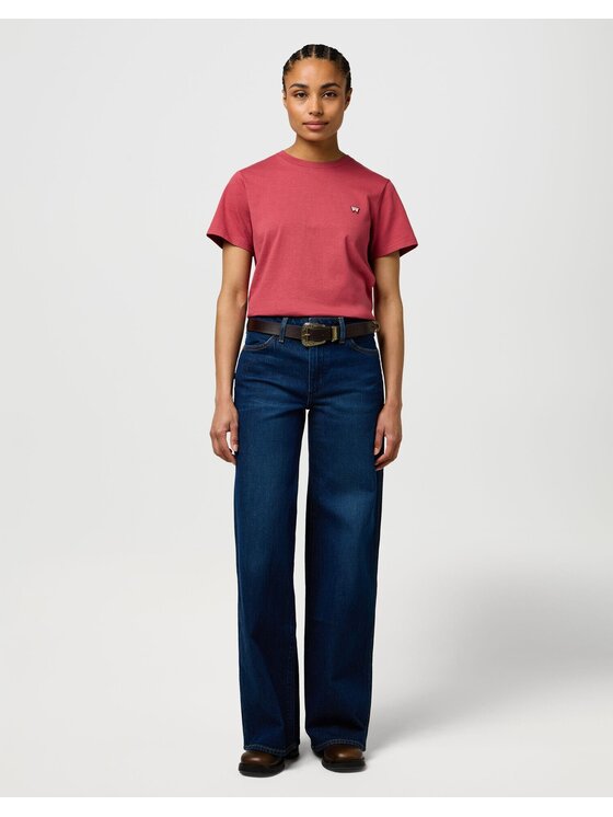 Wrangler Wrangler T-Shirt SIGN OFF TEE Różowy Slim Fit