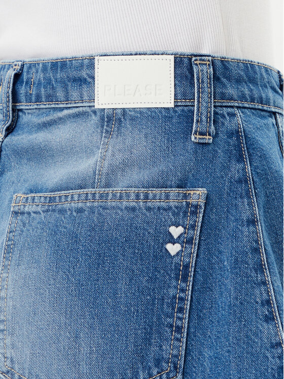 Please Please Szorty jeansowe D0KDEH0W7S Niebieski Regular Fit