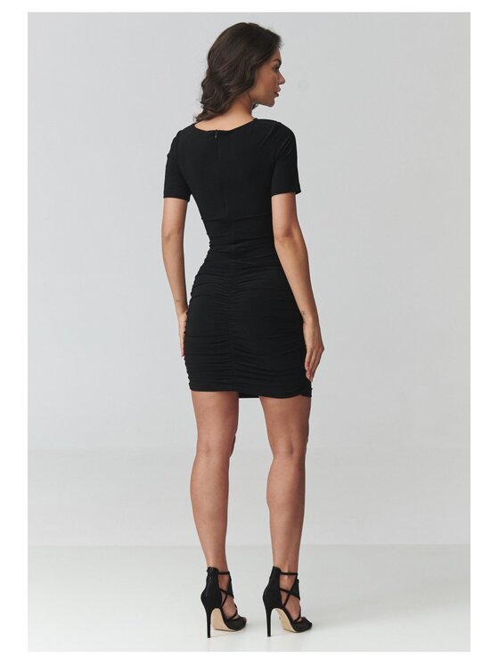 Makadamia Makadamia Sukienka codzienna M937 Czarny Fitted Fit