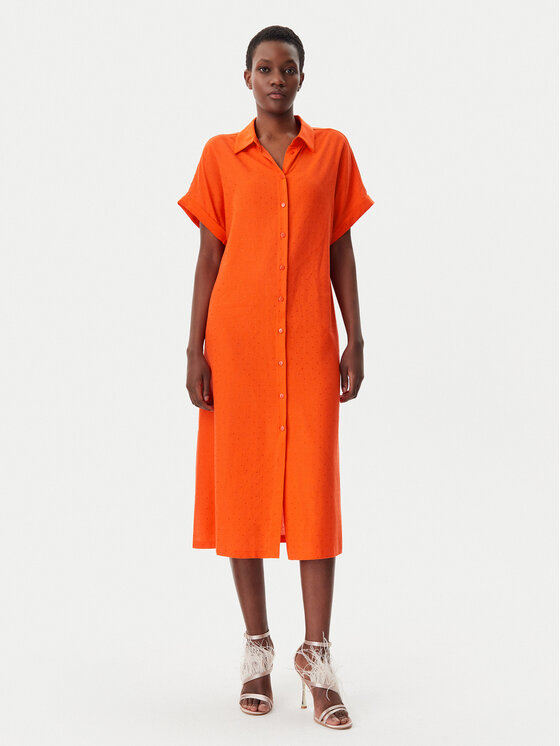 LOLA CASADEMUNT LOLA CASADEMUNT Košilové šaty LS2515015 Oranžová Regular Fit