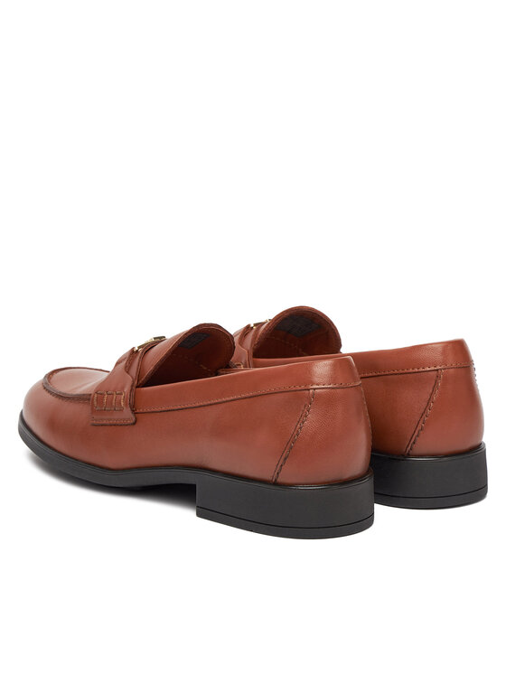 Tommy Hilfiger Tommy Hilfiger Loaferice Th Logo Leather Loafer FW0FW08705 Smeđa
