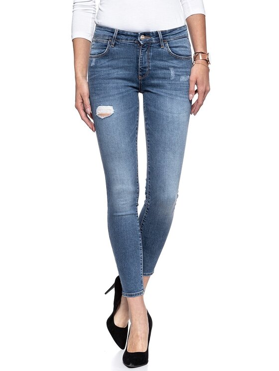 Wrangler Wrangler Jeansy SKINNY CROP Niebieski Skinny Fit