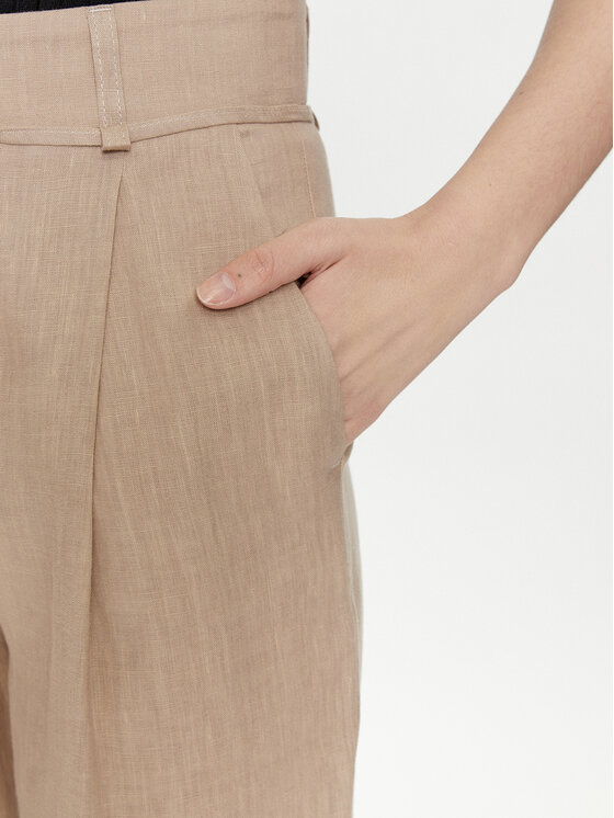 Marella Marella Kalhoty z materiálu Ilsa 2413131194 Béžová Relaxed Fit
