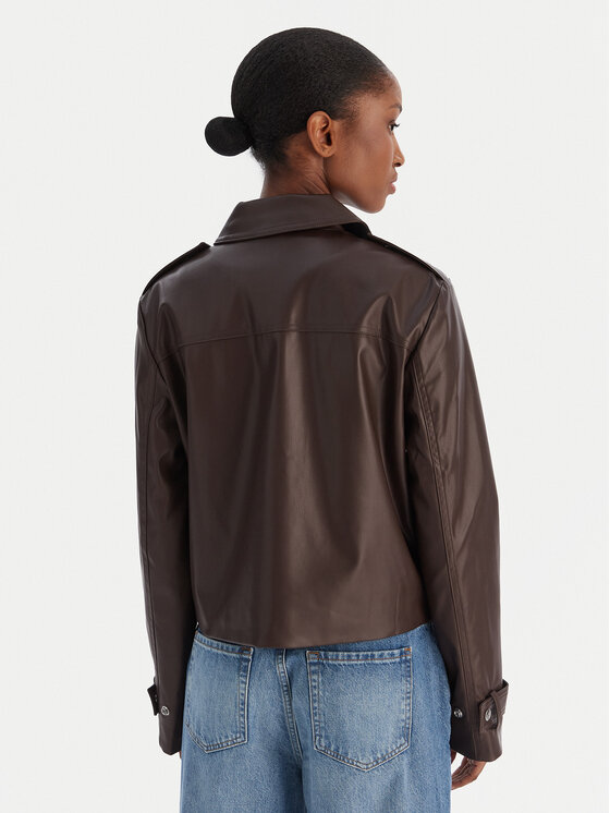 Calvin Klein Jeans Calvin Klein Jeans Bunda z imitace kůže Moto LV047E501G Hnědá Regular Fit