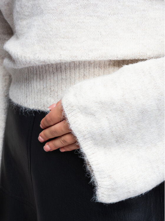 Ombre Ombre Sweter OW-SW-E0062 Beżowy Relaxed Fit