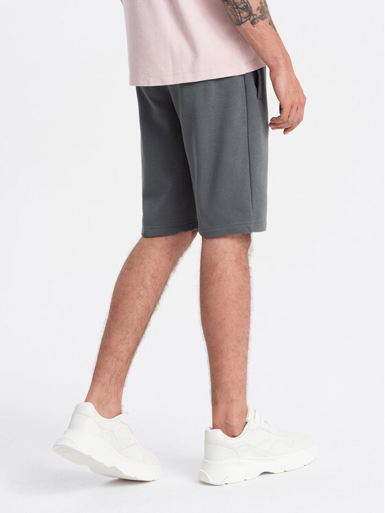 Ombre Ombre Šortky z materiálu OM-SRBS-0149 Šedá Regular Fit