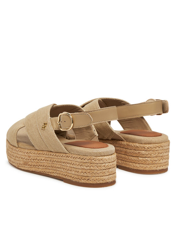 Tommy Hilfiger Tommy Hilfiger Espadrile Denim Espadrille Platform Sandal FW0FW08669 Bej