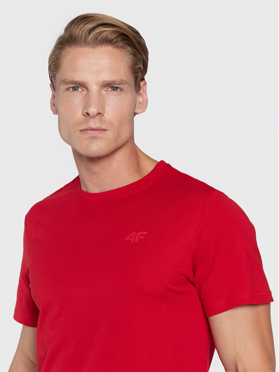 4F 4F T-Shirt H4Z22-TSM352 Czerwony Regular Fit