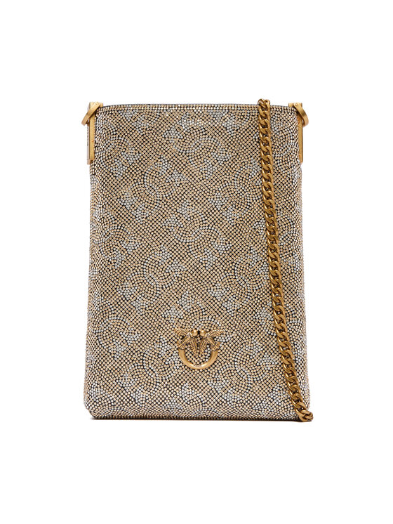PINKO PINKO Taška na telefon Phone Case Monogram Full Strass AI 25-26 PCPL 105358 A20D Zlatá