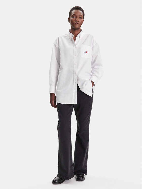 Tommy Jeans Tommy Jeans Cămașă Badge DW0DW20988 Alb Oversize