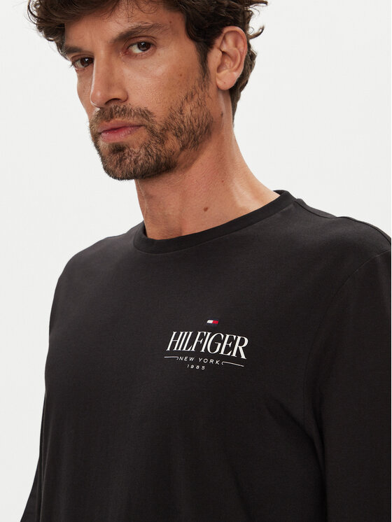 Tommy Hilfiger Tommy Hilfiger Longsleeve Stack MW0MW41293 Czarny Regular Fit