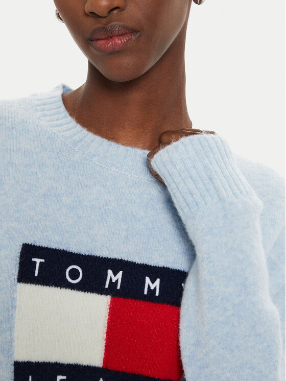 Tommy Jeans Tommy Jeans Maglione Flag DW0DW18681 Celeste Relaxed Fit