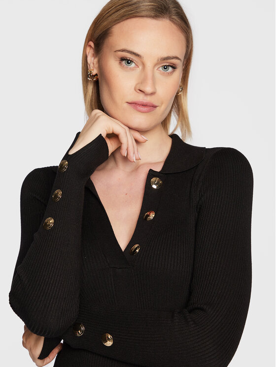 Vestito di maglia WF2282 MS49I Nero Slim Fit